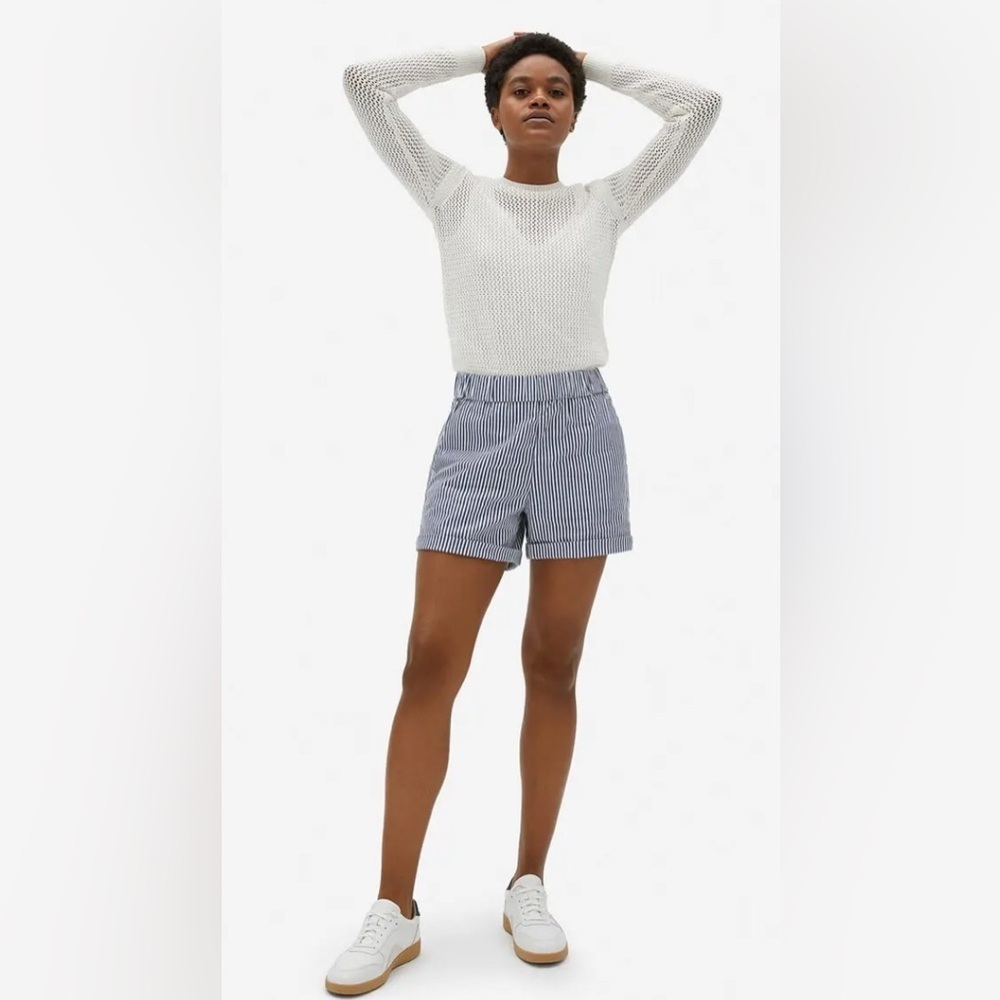 Everlane The Easy Short in Navy Blue Striped Shorts - Size 2